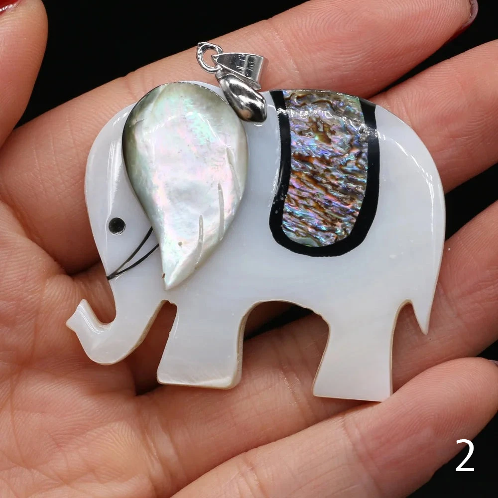 Elephant Natural Pearl Shell Pendant DIY Necklace Making 1 Items