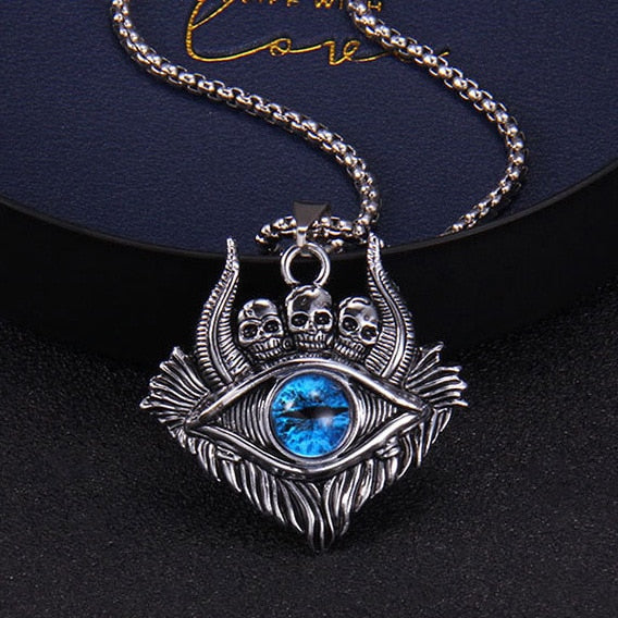 Skull Demon Eye Pendant Necklace