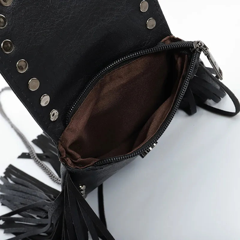 Native Square Flap Bags Crossbody Bags Rivet Tassel