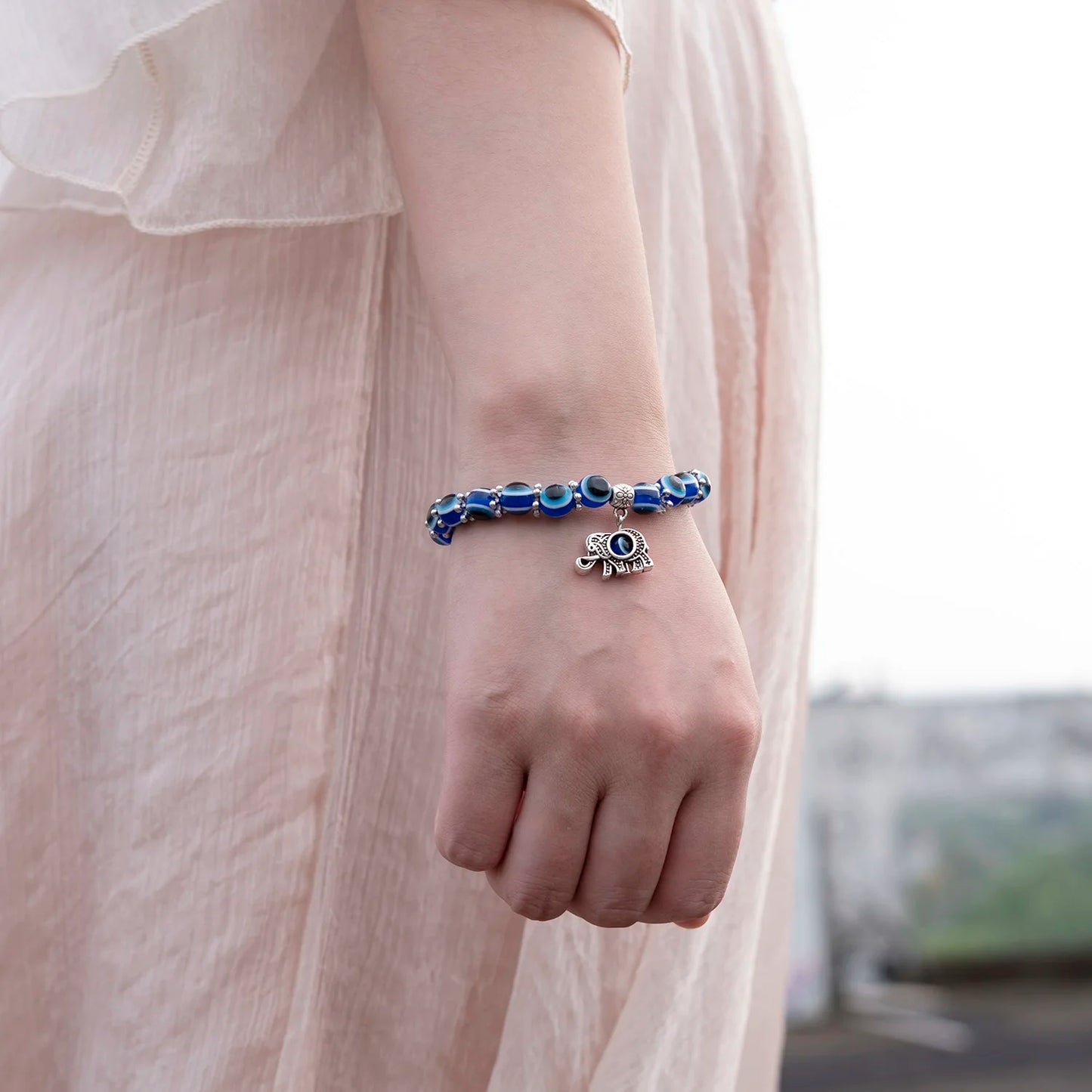 Elephant Blue Evil Eye Resin Bracelets
