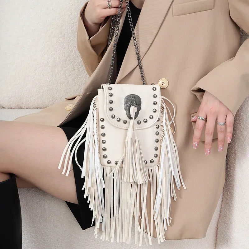 Native Square Flap Bags Crossbody Bags Rivet Tassel