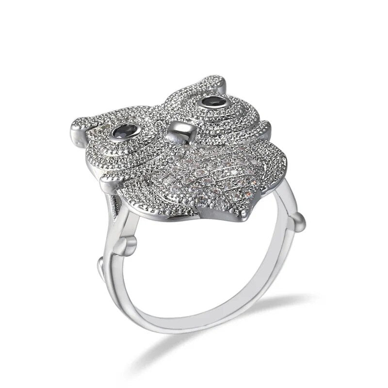 Owl Silver Color Ring