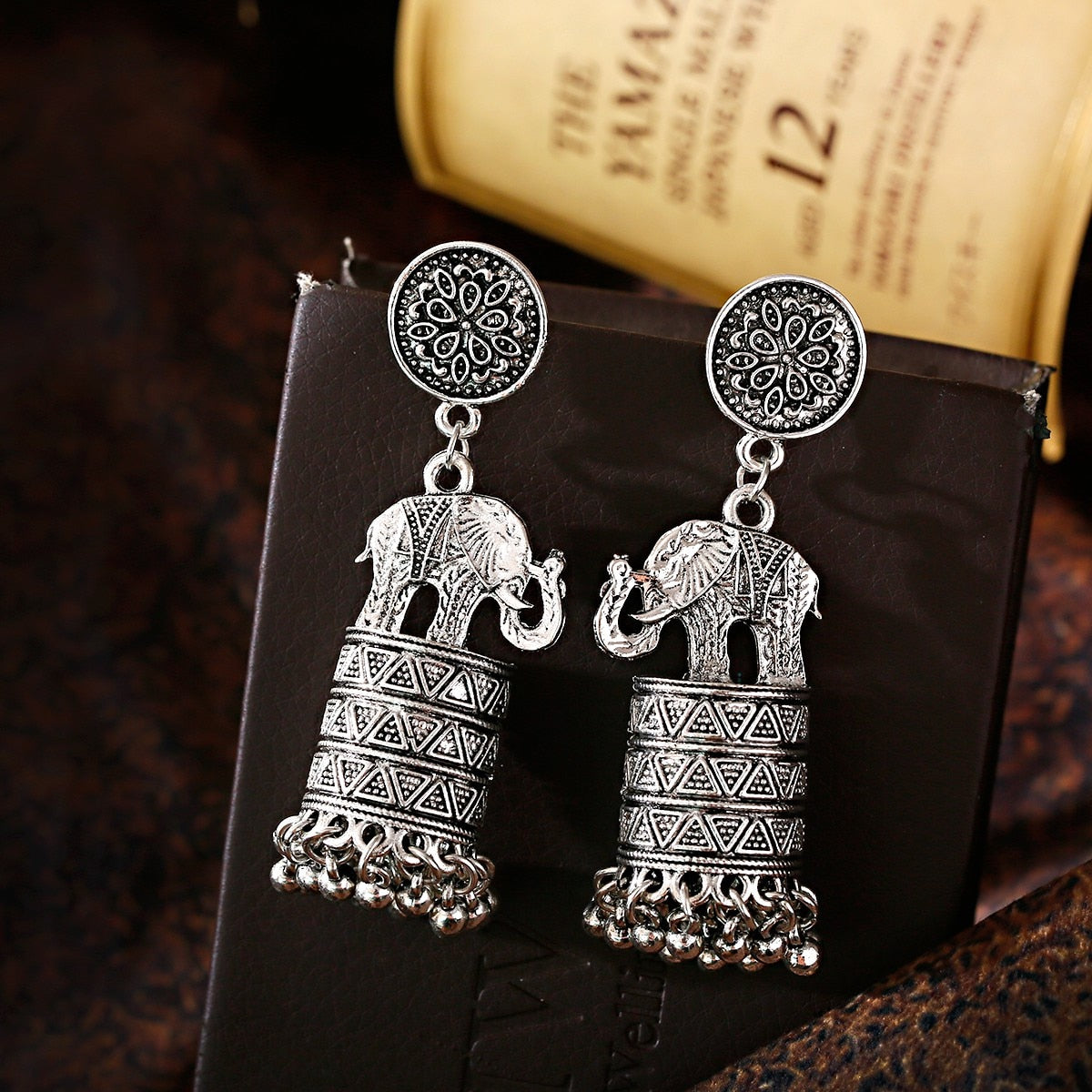Elephants Tassel Dangle Earrings Gold Silver Color