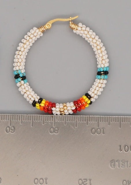 Native Hoop Earrings Hollow Earring Beaded