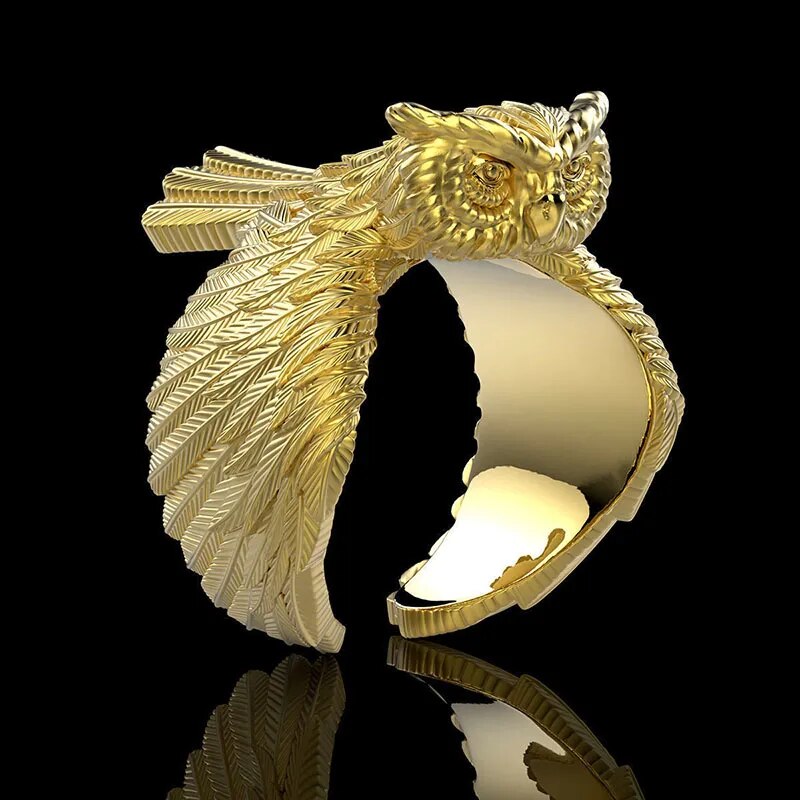 Owl Golden Metal Ring