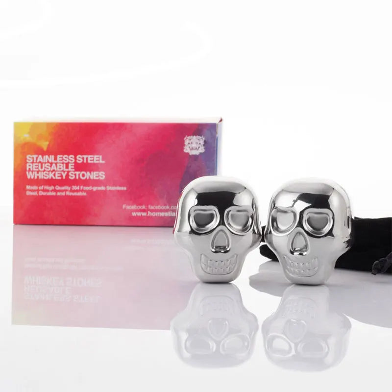 Skull Stainless Steel Ice Cube Drink Beer Cooling Stone Freezing
