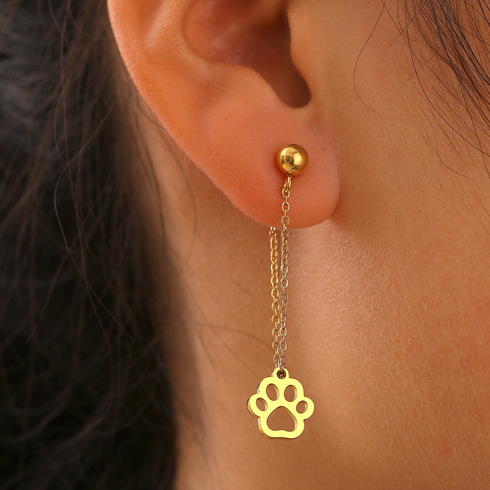 Dog Paw Shape Drop Earrings