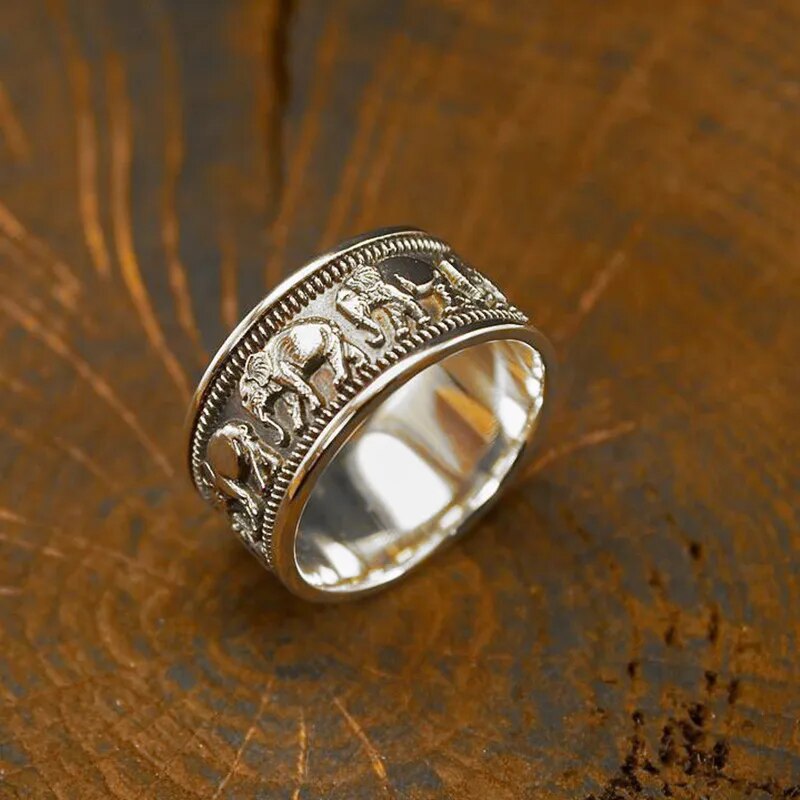 Elephant Ring Silver Color