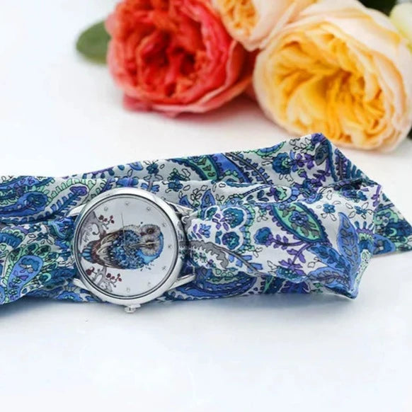 Owl Pattern Fabric Clock