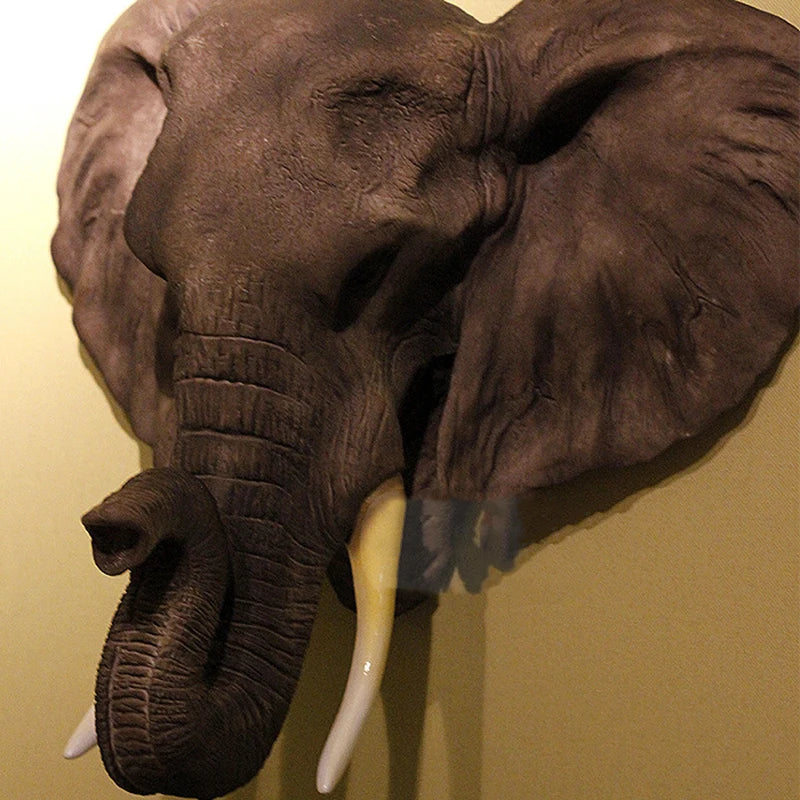 Elephant Head Wall Statue Hanging Sculpture