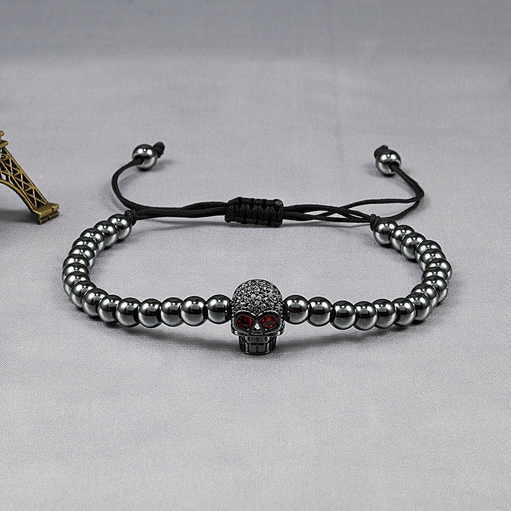 Beads Crystal Adjustable Bracelets Skull Head Punk