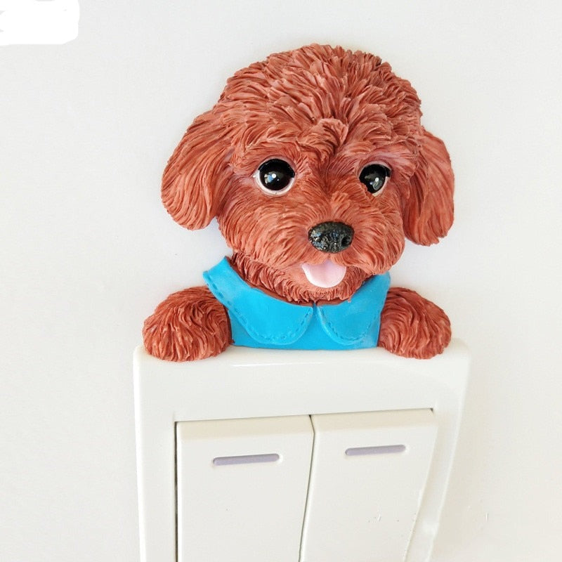 Socket Switch Teddy Dog Resin 3D Wall Sticker