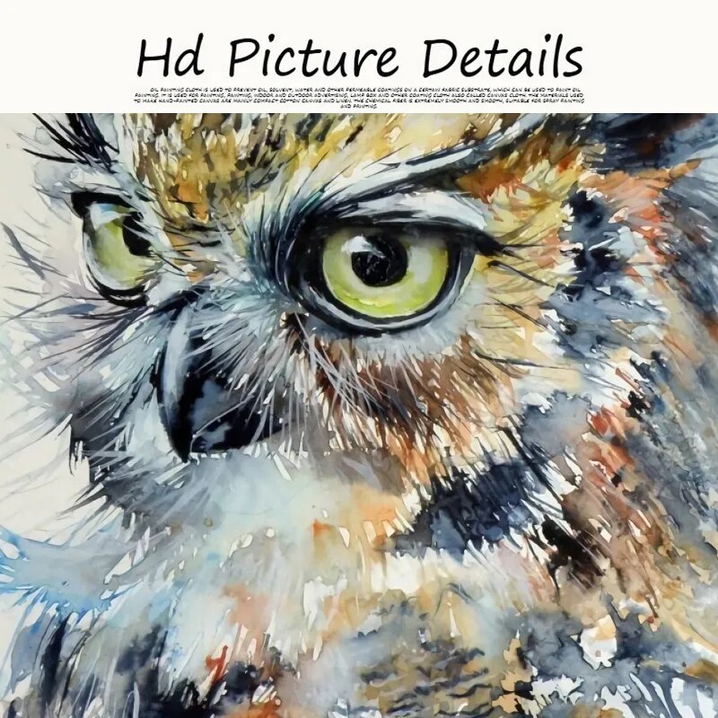Owl Watercolour Painting Canvas