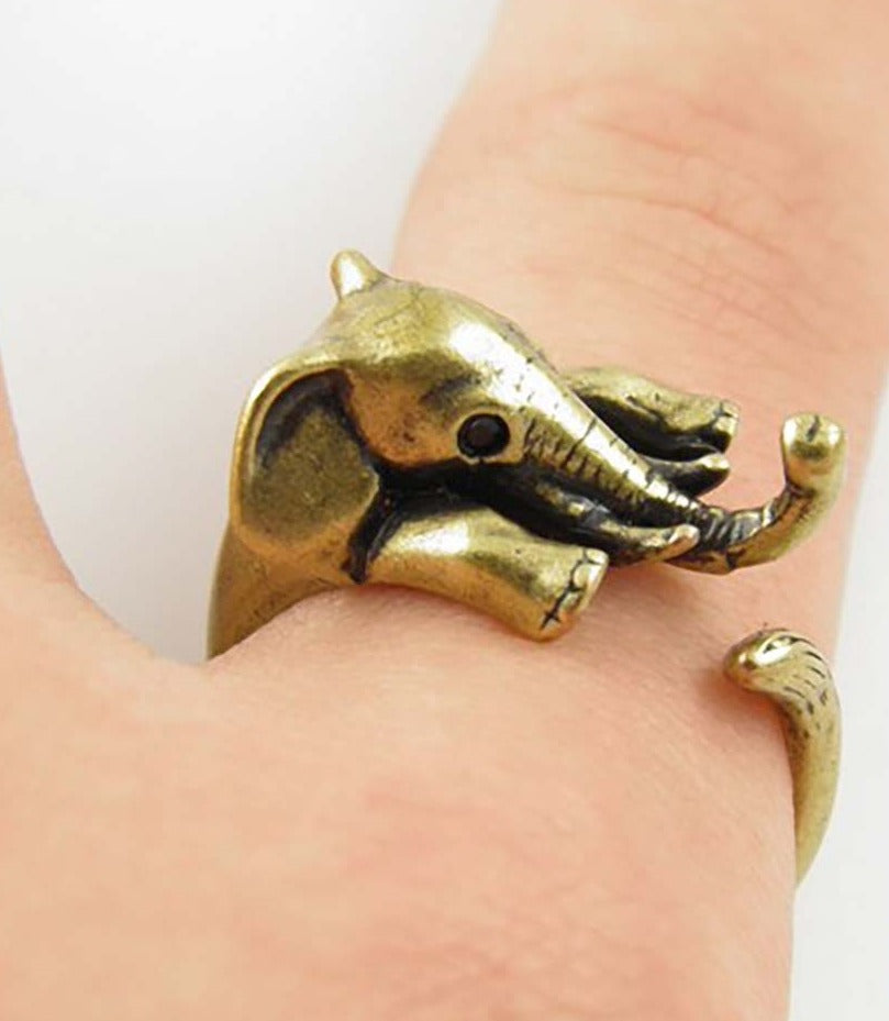 Silver Elephant Cute Ring Adjustable Size