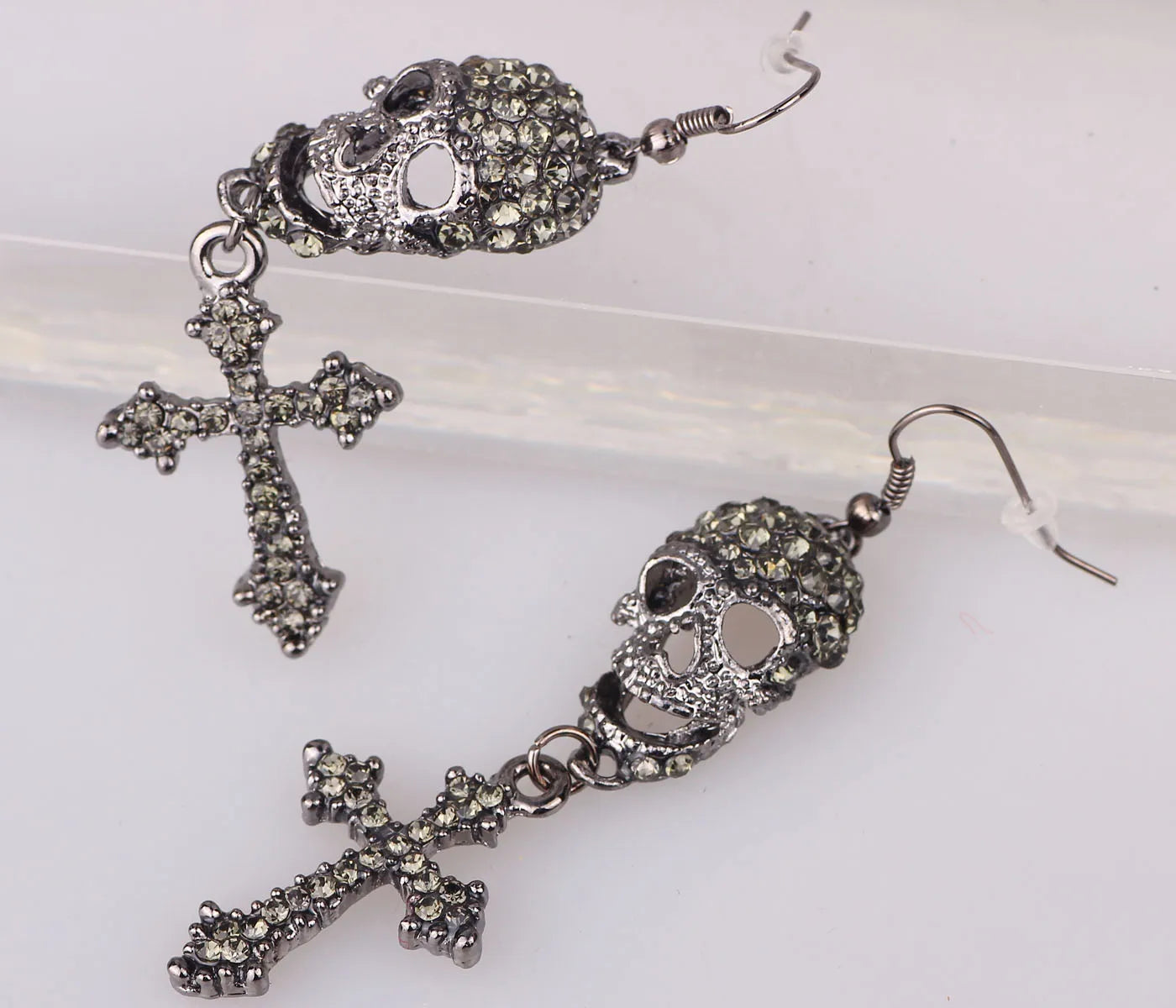 Skull Full Drill Silver/ Black Color Chain Earrings Necklaces