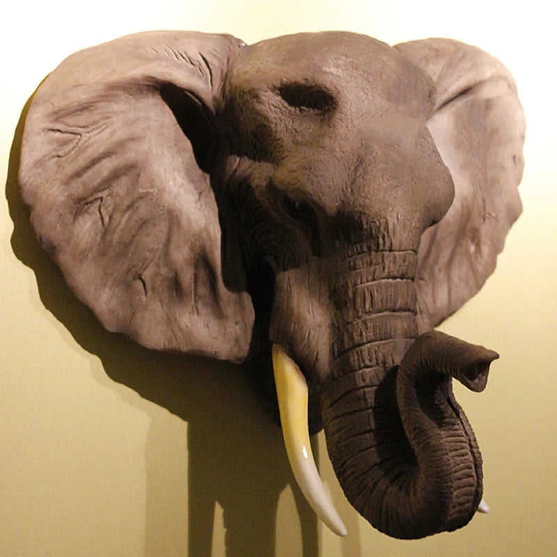Elephant Head Wall Statue Hanging Sculpture