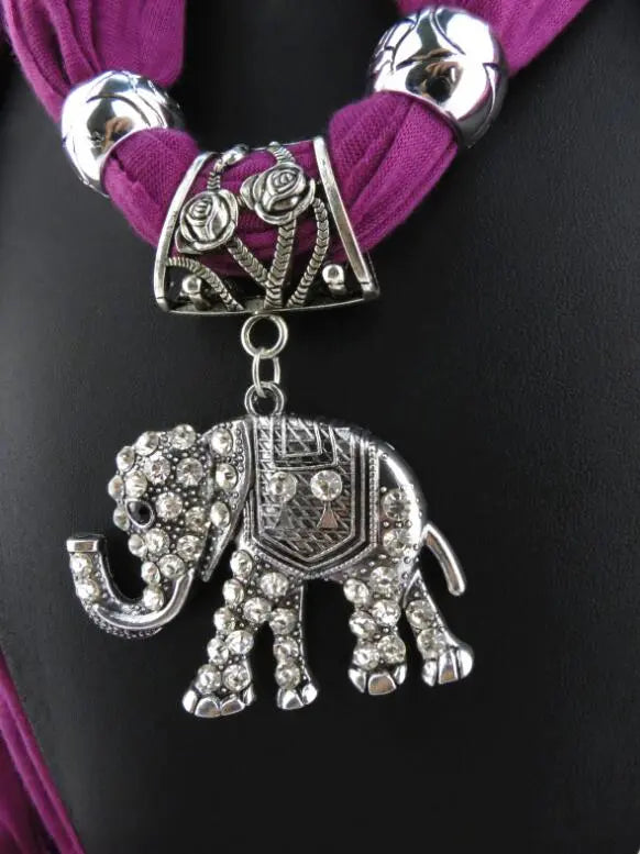 Elephant Pendant Scarf Fringed