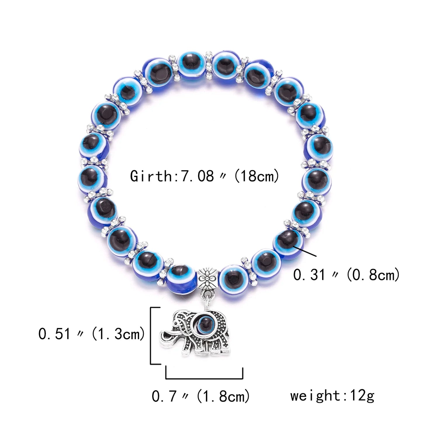 Elephant Blue Evil Eye Resin Bracelets