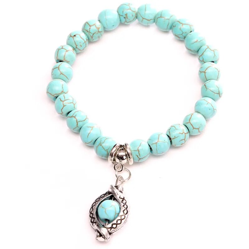 Native Stone Turquoises Beads Bracelet