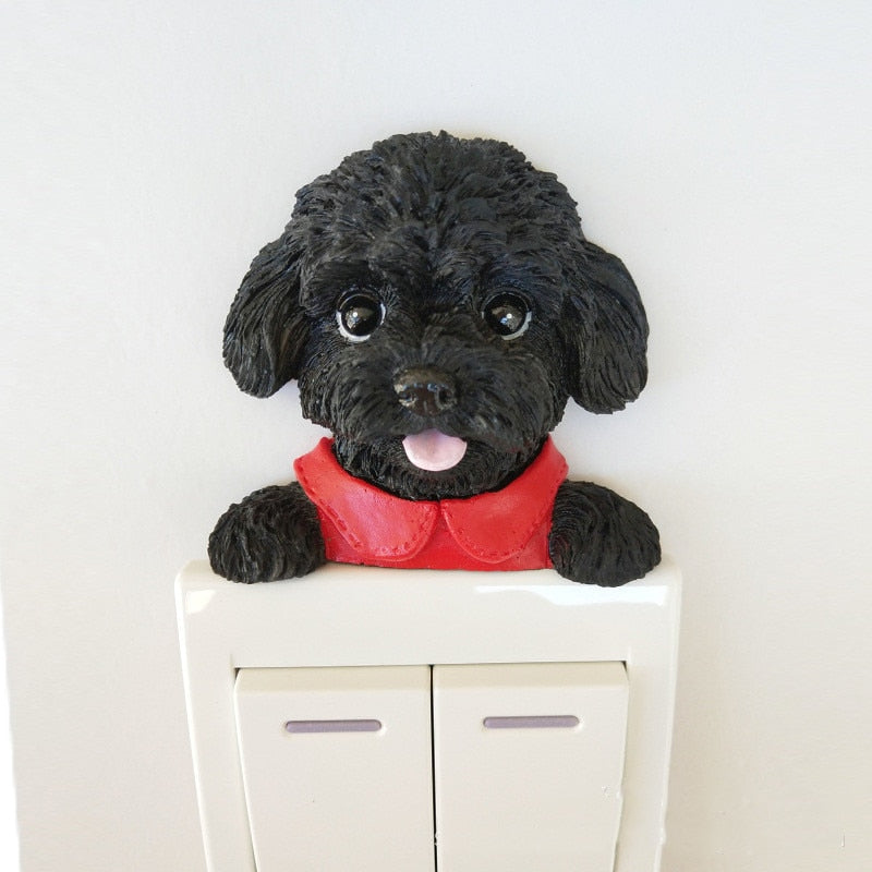 Socket Switch Teddy Dog Resin 3D Wall Sticker