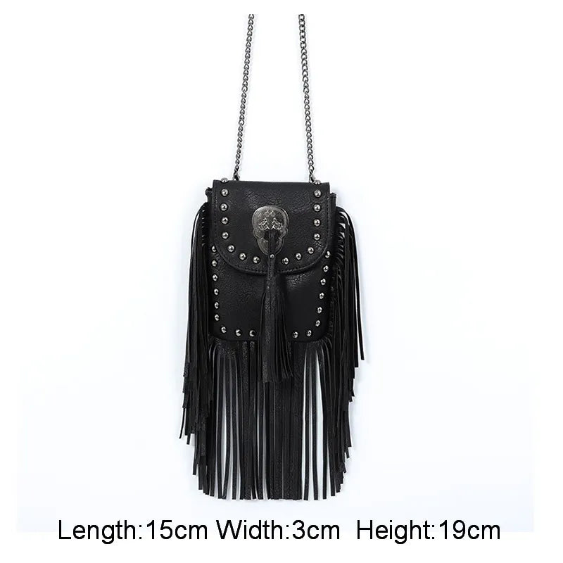 Native Square Flap Bags Crossbody Bags Rivet Tassel