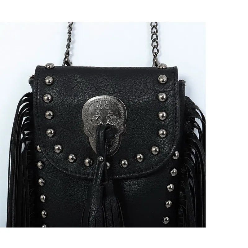 Native Square Flap Bags Crossbody Bags Rivet Tassel