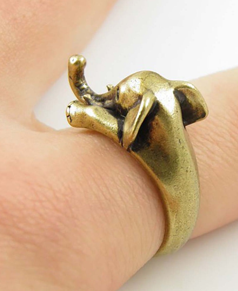 Silver Elephant Cute Ring Adjustable Size