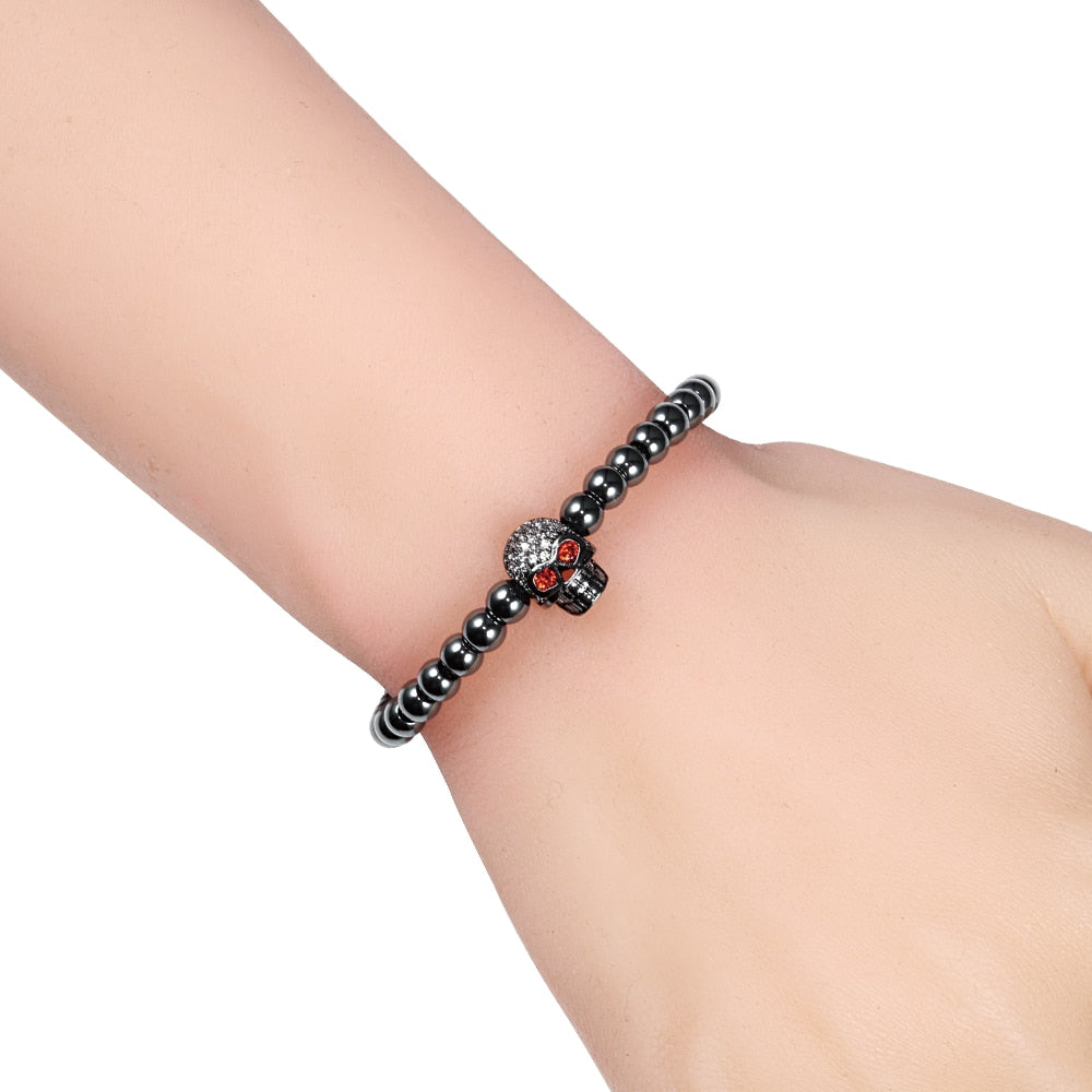 Beads Crystal Adjustable Bracelets Skull Head Punk