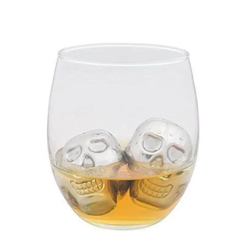 Skull Stainless Steel Ice Cube Drink Beer Cooling Stone Freezing