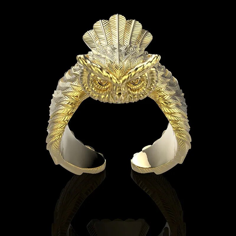 Owl Golden Metal Ring