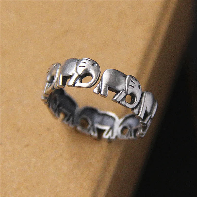 Elephant 925 Sterling Silver Ring  Open Ring