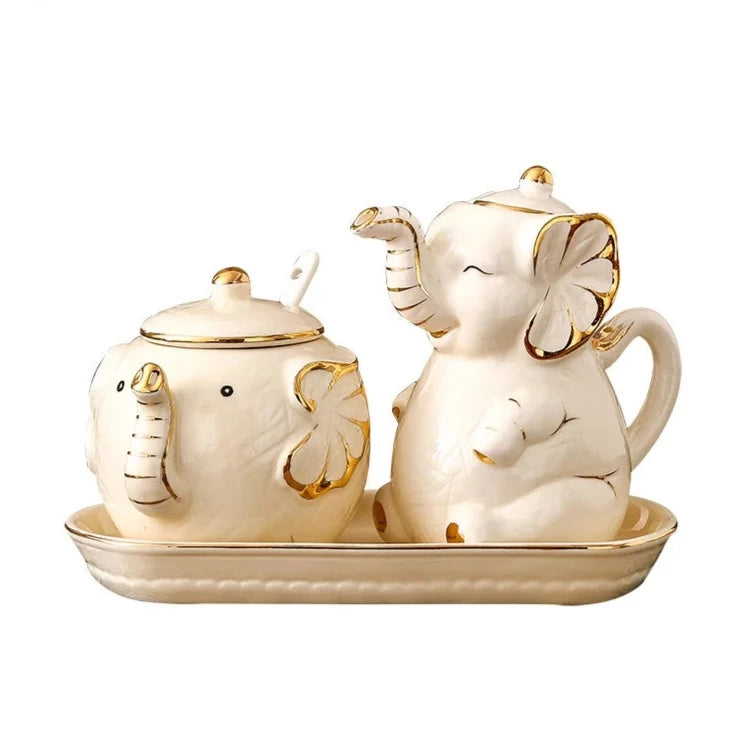 Elephant Ceramic Spice Jar Seasoning Box Kitchen