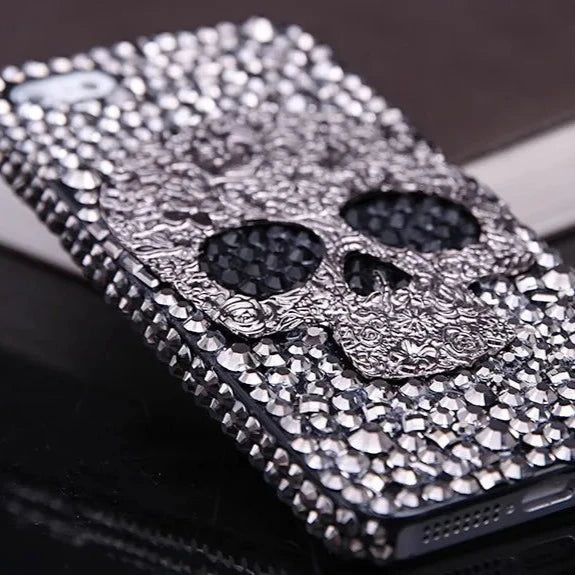 Skull Diamond Sapphire Metal Eye Phone Case