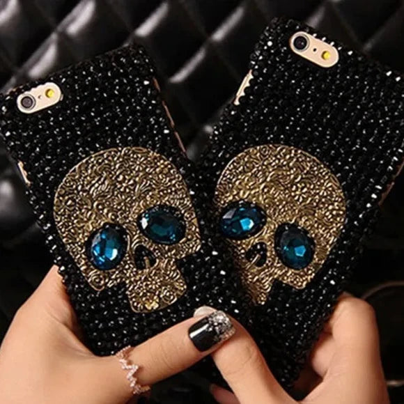 Skull Diamond Sapphire Metal Eye Phone Case