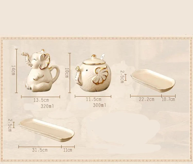 Elephant Ceramic Spice Jar Seasoning Box Kitchen