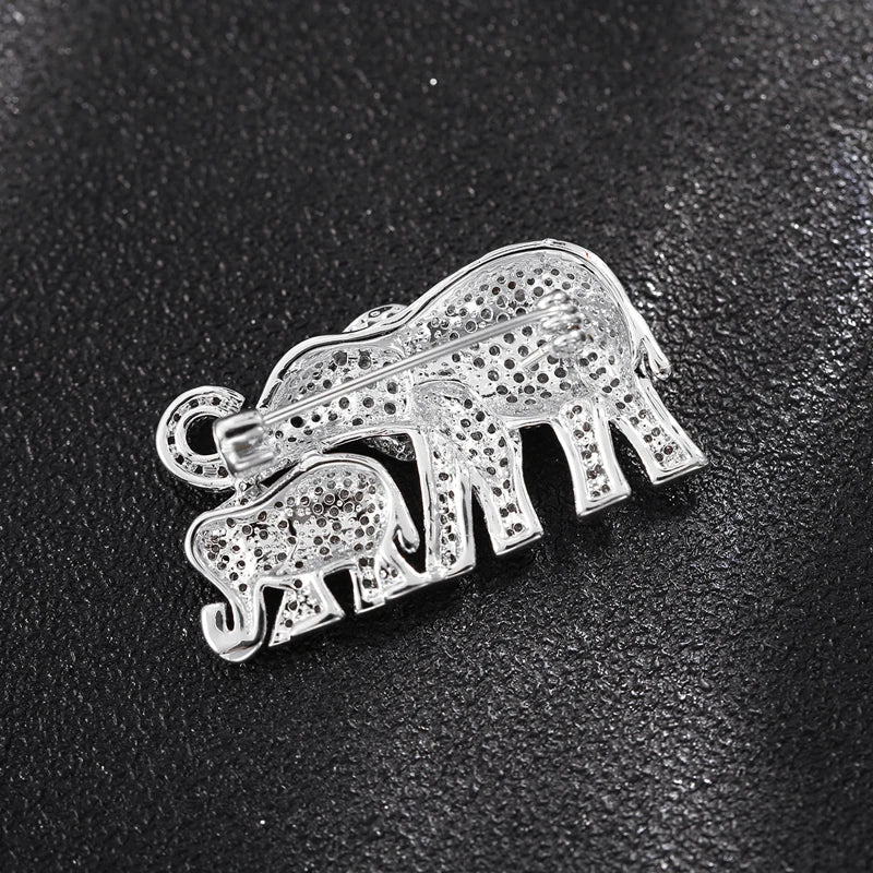 Elephants Zircon Brooches Pins Rhinestone