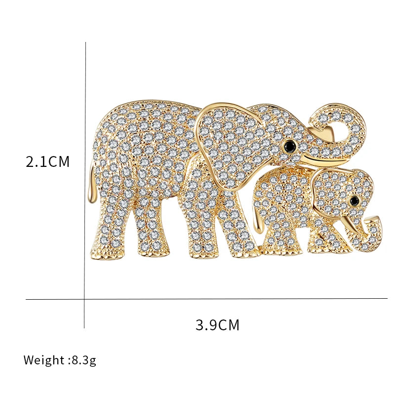 Elephants Zircon Brooches Pins Rhinestone