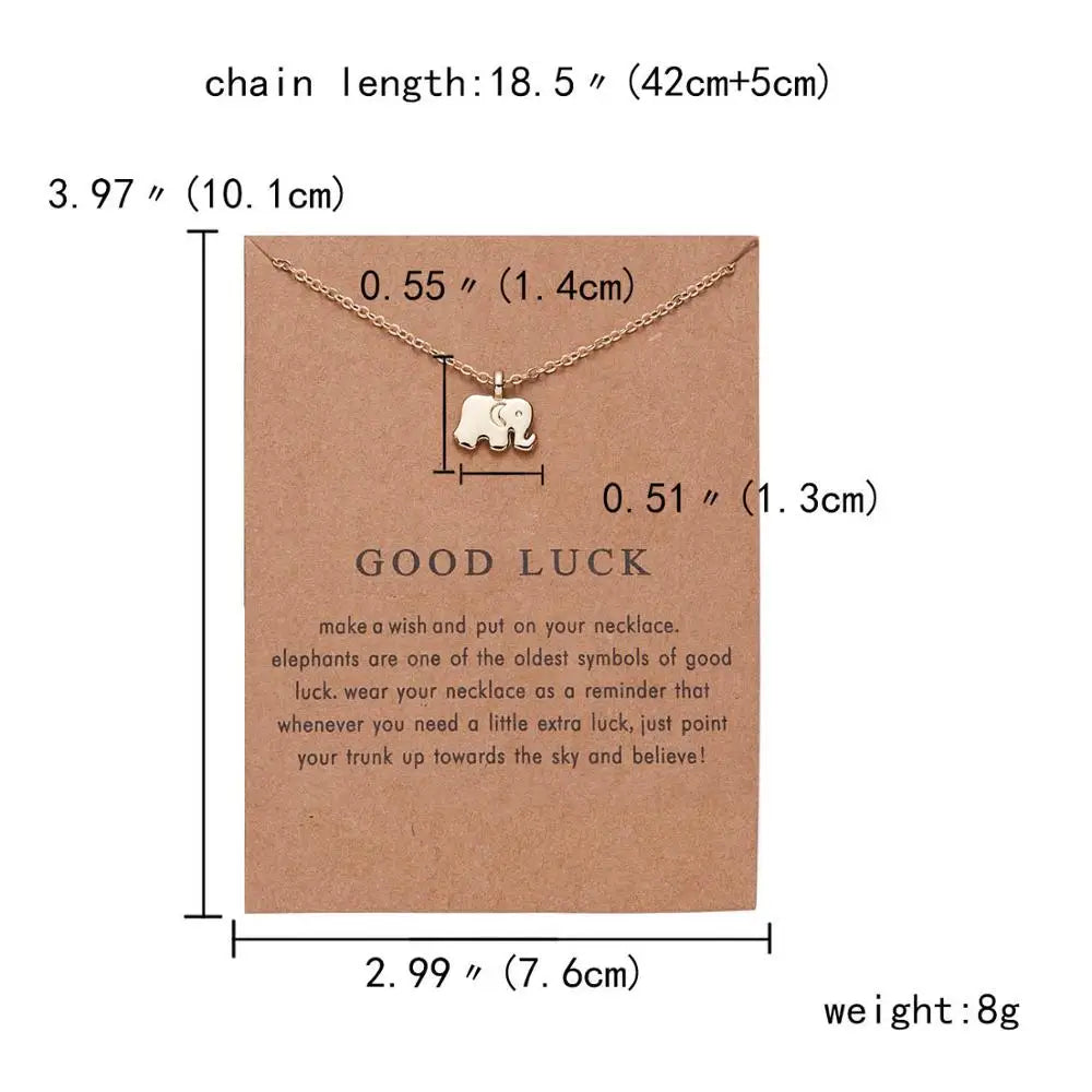 Elephant Flower Gold Color Pendant Necklaces