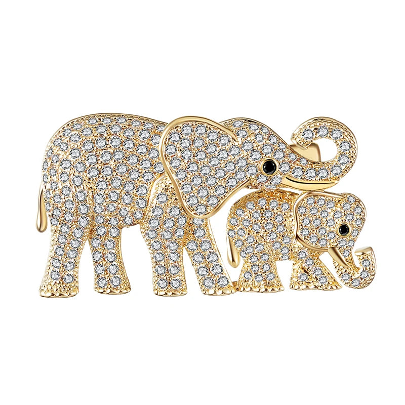 Elephants Zircon Brooches Pins Rhinestone