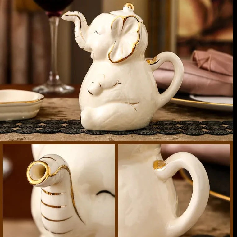 Elephant Ceramic Spice Jar Seasoning Box Kitchen