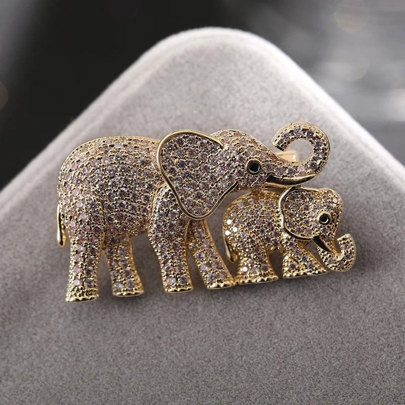 Elephants Zircon Brooches Pins Rhinestone