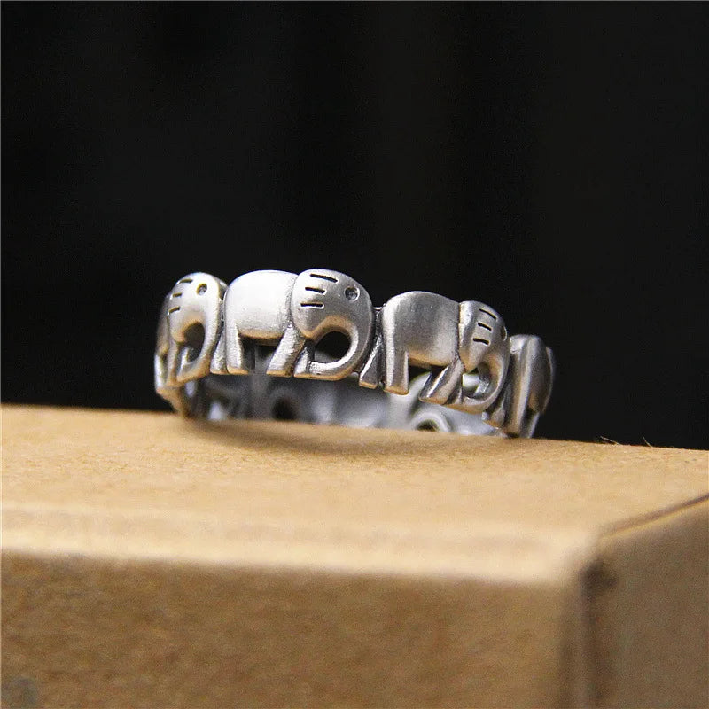 Elephant 925 Sterling Silver Ring  Open Ring