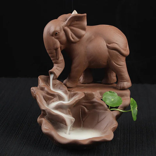 Elephant Backflow Incense Burner With 10 Items Incense Cones