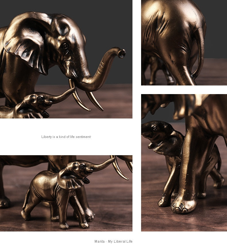 Elephant Statue Resin Retro Figurine