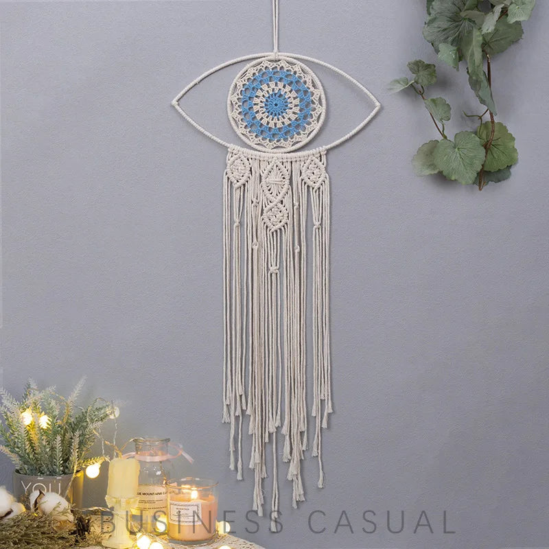 Native Macrame Dream Catcher With Leaf Wall Hanging