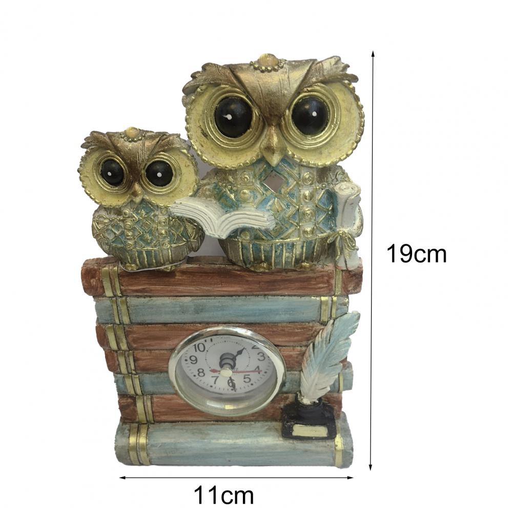 Owl Figurine Shape Resin Owl Statue Clock