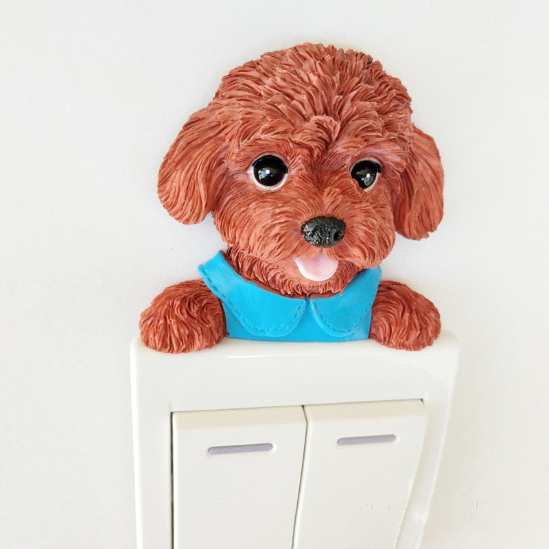 Socket Switch Teddy Dog Resin 3D Wall Sticker