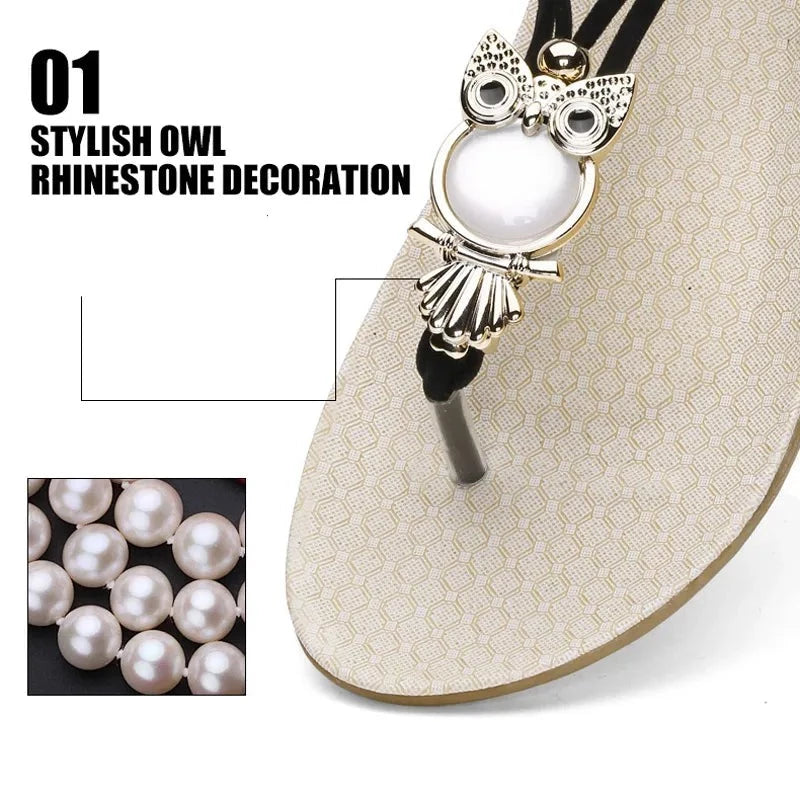 Owl Flip Flops Flat Sandals