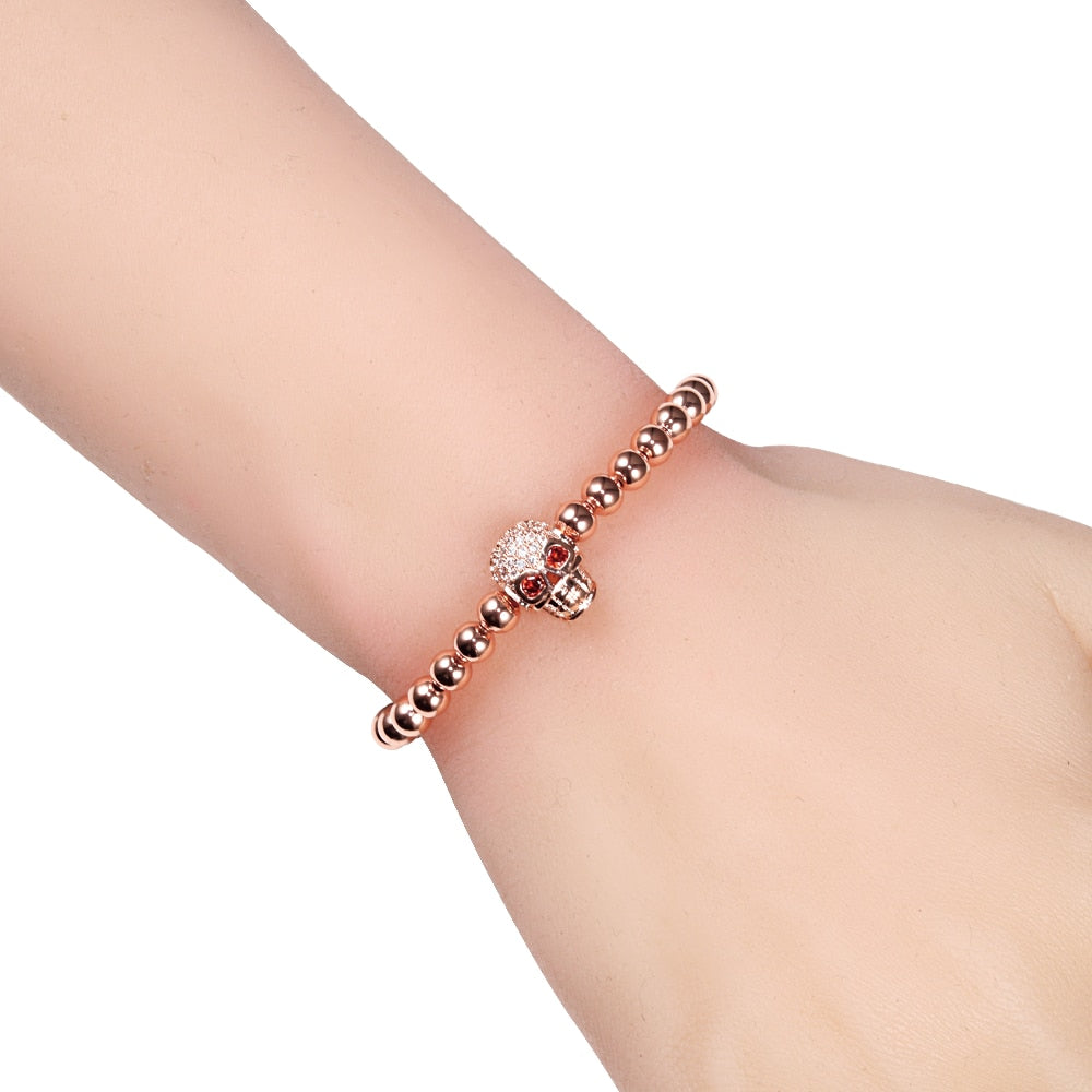 Beads Crystal Adjustable Bracelets Skull Head Punk