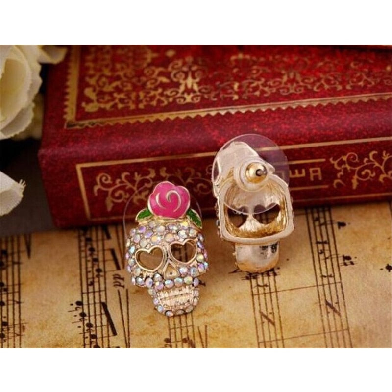 Vintage Skeleton Skull Earrings